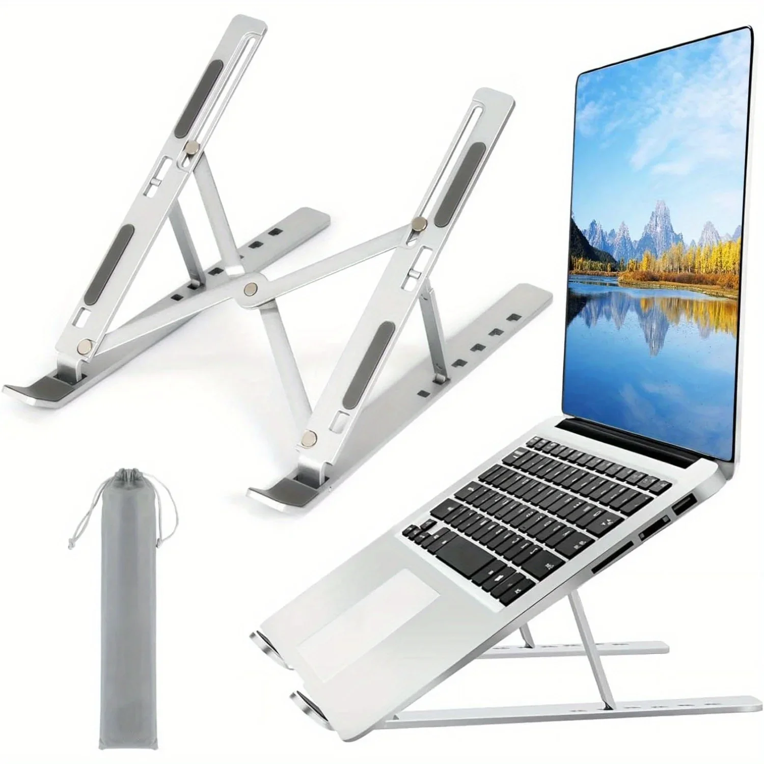 Cooling Stand Tablet - Foldable Aluminum Laptop Riser Ergonomic Cooling