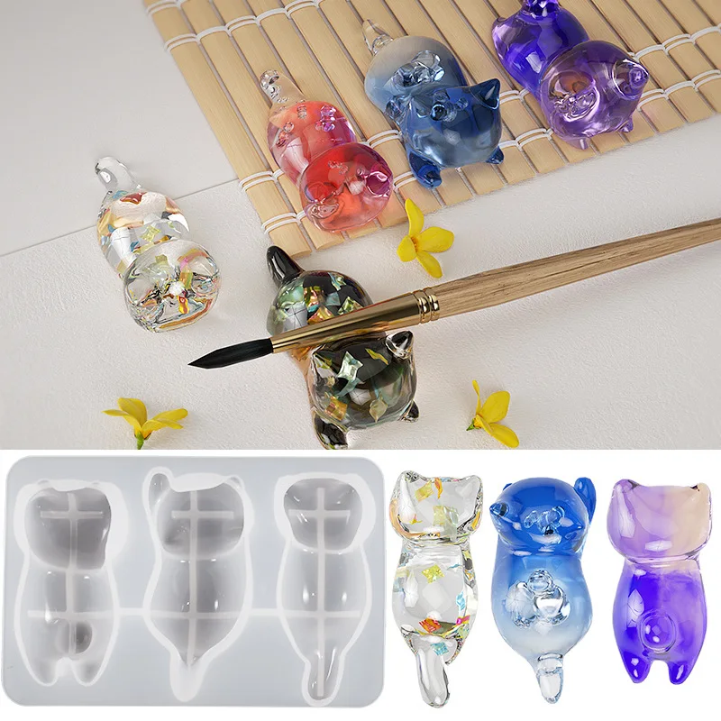 3D Cat Crystal Epoxy Resin Mol - Case With Pencil Holder recension och pris